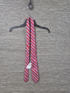 Nordstrom Rack Tie Mens Red Silk Diagonal Stripe Woven Classic Necktie One Size